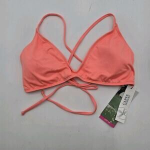 Carve Designs Swim Top Womens Large Pink Tamarindo Flamingo Tie Bathing Suit